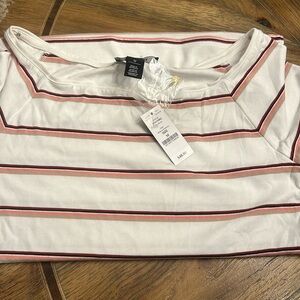 Women’s Striped SS Tee Shirt with gold buttons White House Black Market